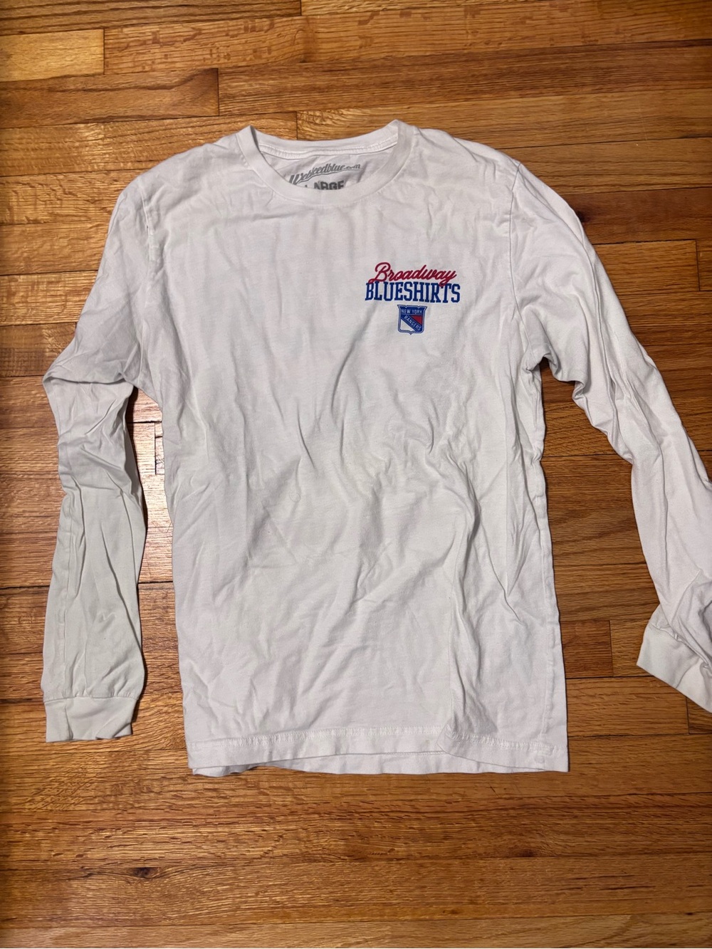 Broadway Blueshirts Long-Sleeve Crew Tee in White